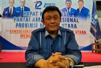 Ketua DPW PAN Maluku Utara Tutur Sutikno Memberikan Keterangan ketika ditemui di Hotel Sahid Bela Ternate. (Rakyatmu)