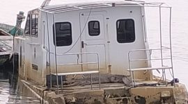 Seekor Buaya Tampak Berteduh di Speedboat. (Rakyatmu)