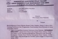 Surat PMD Kabupaten Pulau Taliabu kepada Kepala Desa Waikoka. (Rakyatmu)