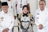 Mensos Tri Rismaharini Bersama Gubernur Maluku Utara Abdul Gani Kasuba dan Wali Kota Ternate M. Tauhid Soleman. (Istimewa)