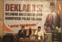 Relawan Anies Baswedan di Kabupaten Pulau Taliabu, mendeklarasikan kemenangan 80 persen di Pilpres 2024.