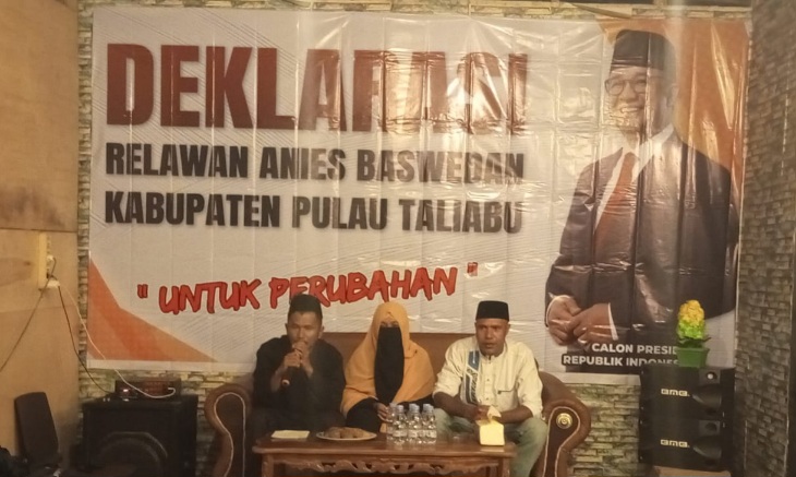 Relawan Anies Baswedan di Kabupaten Pulau Taliabu, mendeklarasikan kemenangan 80 persen di Pilpres 2024.