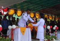 Upacara peringatan Hari Ulang Tahun (HUT) ke-78 Kemerdekaan Republik Indonesia di Kecamatan Pulau Hir. (Rakyatmu)