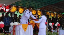 Upacara peringatan Hari Ulang Tahun (HUT) ke-78 Kemerdekaan Republik Indonesia di Kecamatan Pulau Hir. (Rakyatmu)