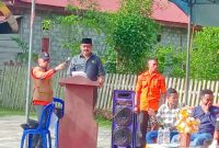 Sambutan Kalak BPBD Kepulauan Sula H. Buhari Buamona. (Rakyatmu)