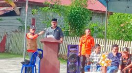 Sambutan Kalak BPBD Kepulauan Sula H. Buhari Buamona. (Rakyatmu)