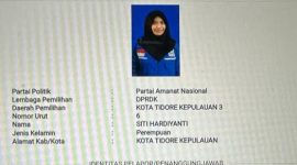 Foto Mindrawati Hamid Dicatut Nama Siti Hardianti oleh DPD PAN Kota Tidore Sebagai Caleg PAN Dapil Tiga. (Istimewa/Rakyatmu)