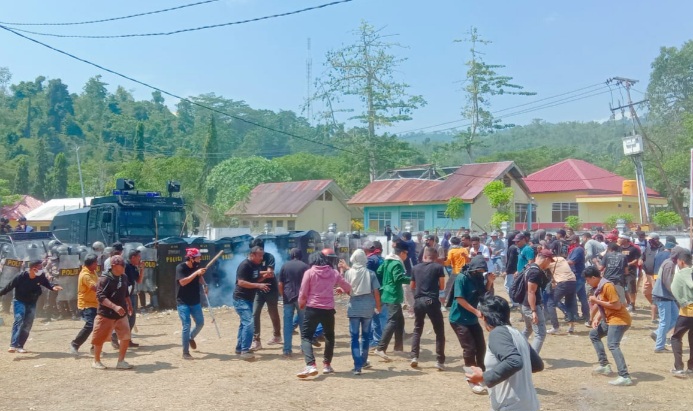 Polres Kepulauan Sula menggelar Sistem Pengamanan Kota. (Rakyatmu)
