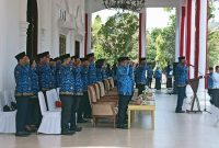 Suasana Upacara Korpri ke-52 di Halaman Istana Daerah. (Rakyatmu)