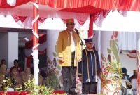 Wali Kota Ternate, M. Tauhid Soleman pada Upacara Hari Jadi Ternate ke-773 di Halaman Kantor Wali Kota. (Ko Edo)