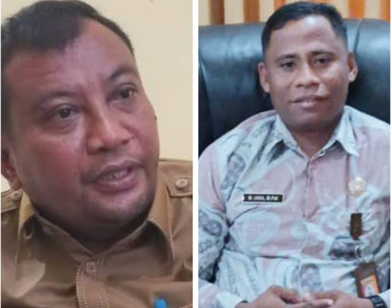 Kadis PUPR Jainudin Umaternate (Kiri) dan Kabag Humas Maulana Usia (Kanan).