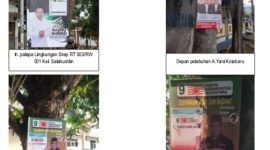 Sejumlah APK Capres maupun Caleg yang Dipaku di Pohon Kota Ternate. (Dok. Bawaslu/ Rakyatmu)