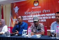 Timsel KPU Kabupaten/Kota Zona I Maluku Utara Saat Menyampaikan Pembukaan Pendaftaran Calon Anggota KPU di 5 Daerah. (Rakyatmu)