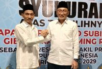 Wali Kota Ternate M. Tauhid Soleman dan Ketua DPD Partai Gerindra Maluku Utara Sahril Thahir Usai Diwawancarai Terkait Pilwako 2024.