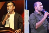 Ketua KPU Maluku Utara Mohtar Alting (kanan) dan Kordiv Pencegahan, Parmas dan Humas Bawaslu Maluku Utara, Rusli Saraha (kiri).