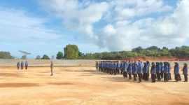 Sekda Pulau Taliabu Salim Ganiru Memimpin Upacara 17 Bulan Berjalan. (Rakyatmu)