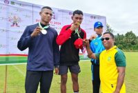 Fadri Fokaya Kontingen Kabupaten Kepulauan Sula Merima Medali Emas pada Popda XI Tahun 2024 di Sofifi, Kota Tidore Kepulauan Sula. (Rakyatmu)