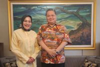 Citra Puspasari Mus bersama Ketua Umum Partai Golkar Airlangga Hartarto. (Simpatisan Citra-Utu)