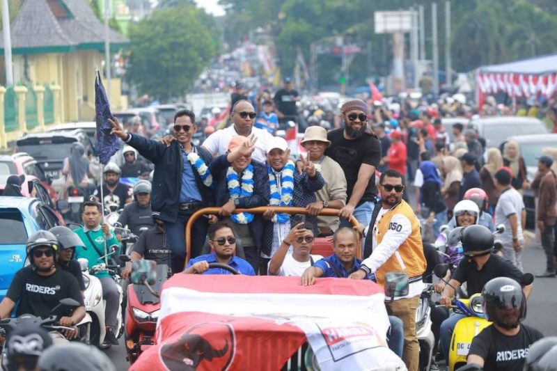 Pendukung dan Kader Partai Pengususng Konvoi Penjemputan Paslon AMANAH di Ternate. (Istimewa/Rakyatmu)