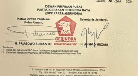 Rekomendasi Partai Gerindra kepada Pasangan Calon Bupati dan Wakil Bupati Kepulauan Sula Fifian Adeningsih Mus  dan M. Saleh Marasabessy. (Istimewa/Rakyatmu)