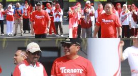 Wali Kota Ternate M. Tauhid Soleman dan Sekretaris Daerah Rizal Marsaoly bersama Pegawai Lingkup Sekretariat Ikut Lomba Meriahkan HUT RI. (Humas for Rakyatmu)