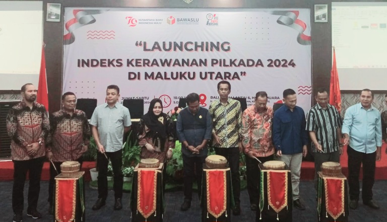 Launching Indeks Kerawanan Pilkada Tahun 2024 di Provinsi Maluku Utara. (Rakyatmu)