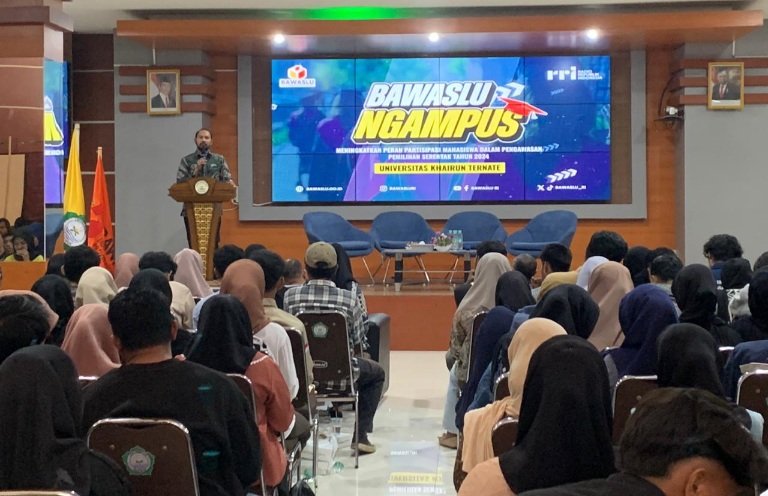 Kegiatan Bawaslu Ngampus di Aula Nuku Rektorat Lantai 4 Kampus Unkhair Ternate.
