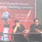Asrul Rasyid Ichsan Membangun Diskusi Bertajuk Ngopi Bareng Jurnalis di Rotasi Caffe. (Rakyatmu)