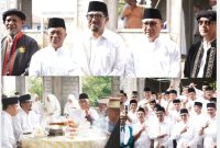 Wali Kota Ternate M. Tauhid Soleman, Sultan Tidore Husain Alting Sjah dan Pihak Kesultanan Ternate Foto Bersama Usai Pemasangan Tiang Alif Masjid Itsar Kelurahan Maliaro. (Rakyatmu)