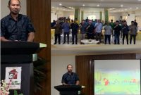 Rusli Saraha Menyampaikan Peran Mahasiswa dalam Rapat Evaluasi Pengawasan Pemilu Tahun 2024 di Hotel Greenland, Tobelo. (Dok.Pribadi/Rakyatmu)