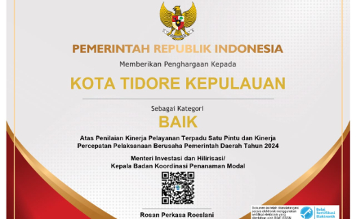 Sertifikat Penghargaan dari Kementerian Investasi dan Hilirisasi/BKPM. (Istimewa/Rakyatmu)