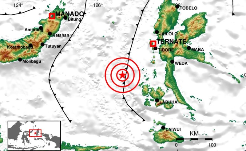 Titik lokasi gempa di Kota Tidore Kepulauan. Foto: BMKG