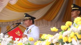 Bupati Aliong Mus Pimpin Upacara Peringatan HUT Ke-12 Kabupaten Pulau Taliabu. (Istimewa)