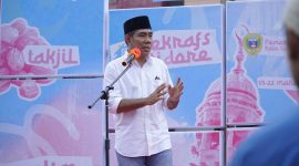 Wakil Wali Kota Tidore Kepulauan Ahmad Laiman saat memberikan sambutan sekaligus membuka event Tiba-Tiba Ramadhan. (Istimewa)