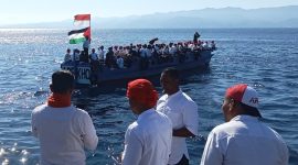 Massa dari kubu Presidum Rakyat Tidore bertolak ke Sofifi. (Dok Istimewa)