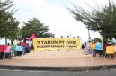 Aksi perlawanan di kawasan Landmark, Jalan Pahlawan Revolusi, Kelurahan Gamalama, Kecamatan Ternate Tengah. Aksi ini melibatkan warga dari Desa Sagea, Kiya, Lelilef, serta organisasi mahasiswa dari Desa Were dan Messa. Foto: Rifky Anwar