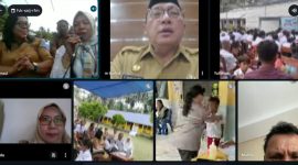 Wali Kota Ternate M. Tauhid Soleman memantau secara virtual pelaksanaan Pemeriksaan Kesehatan Gratis anak sekolah di Kelurahan Tifure. (Rakyatmu)