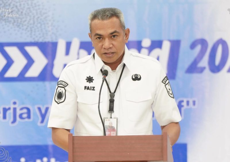 Plt Kepala Disnaker Kota Ternate, Faizal Badaruddin saat Menyampaikan Laporannya di Pembukaan Job Fair