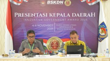 Wakil Wali Kota Tidore Kepulauan, Ahmad Laiman mempresentasikan dua inovasi yang mengantarkan Tidore masuk dalam nominator kota inovasi. (Istimewa)