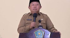 Sekda Kota Ternate, Rizal Marsaoly saat Menyampaikan Sambutan di Pelantikan PD PGM Indonesia Kota Ternate. (Istimewa/RakyatMu)