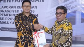 Pemerintah Kota Tidore Kepulauan resmi menyerahkan Laporan Keuangan Tahun 2025 kepada Badan Pemeriksaan Keuangan RI Perwakilan Maluku Utara. (Istimewa)