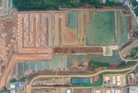 Fasilitas kolam penampung sedimen Tuguraci 2 yang digunakan untuk mengendapkan partikel padatan yang ada dalam air limpasan sebelum dialirkan ke lingkungan. (Dokumentasi: Istimewa)