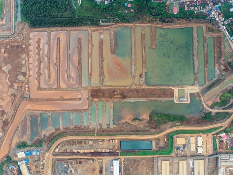 Fasilitas kolam penampung sedimen Tuguraci 2 yang digunakan untuk mengendapkan partikel padatan yang ada dalam air limpasan sebelum dialirkan ke lingkungan. (Dokumentasi: Istimewa)