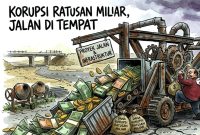 Ilustrasi Kasus Dugaan Korupsi di Kabupaten Kepulauan Sula. (Gemini for RakyatMu)
