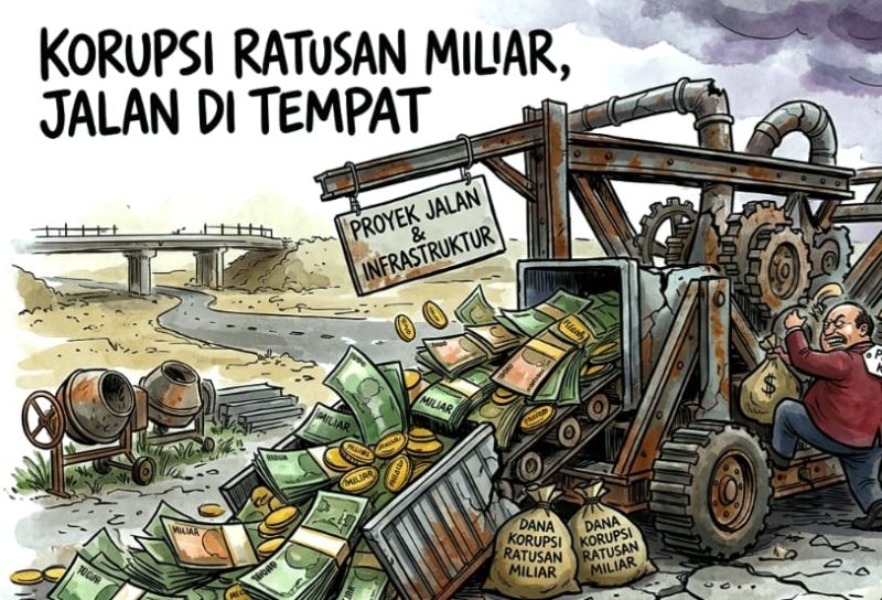 Ilustrasi Kasus Dugaan Korupsi di Kabupaten Kepulauan Sula. (Gemini for RakyatMu)