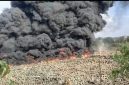 Kebakaran Limbah Ban Bekas di PT IWIP pada 31 Agustus 2026. (RakyatMu)