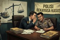 Ilustrasi Ilustrasi Persekongkolan Jahat PT NHM dan Polisi. (Gemini) 