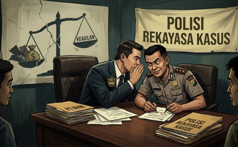 Ilustrasi Ilustrasi Persekongkolan Jahat PT NHM dan Polisi. (Gemini) 