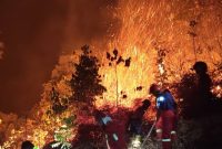 Petugas Pemadam Kebakaran Pulau Taliabu saat Melakukan Pemadaman di Desa Nggele. (Damkar Taliabu for RakyatMu)