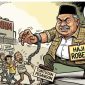 Karikatur Mantan Karyawan Menuntut Hak Pesangon ke PT NHM, Halmahera Utara. (Gemini/RakyatMu)